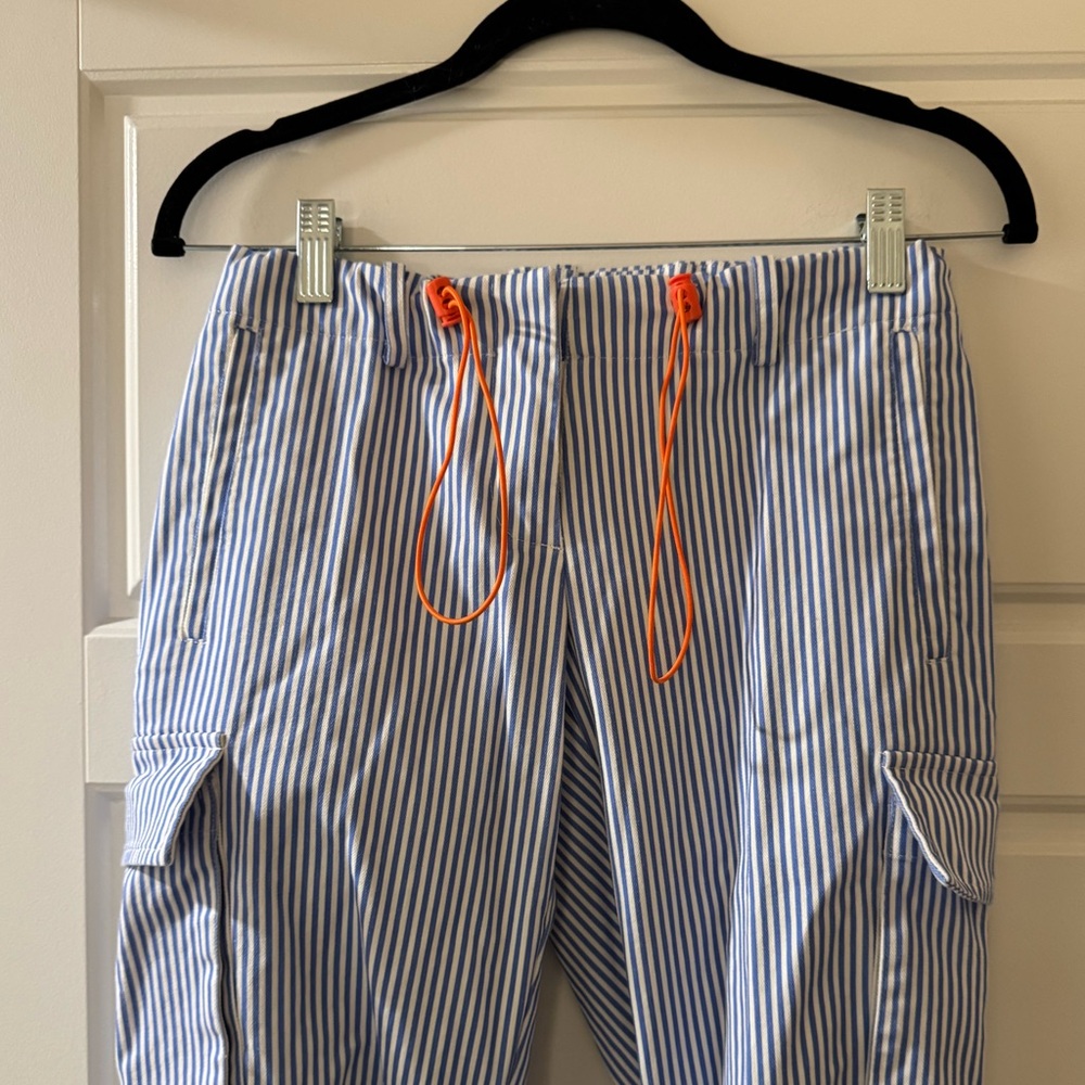 Miaou Striped Blue and White Straight Leg Pants - Picture 5 of 8
